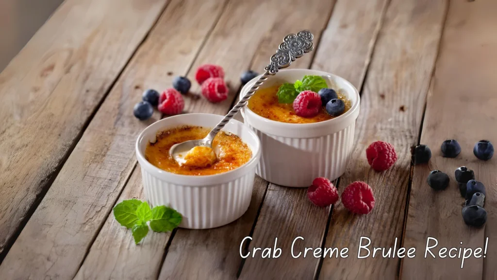 classic Crab Brulee serve on wooden table