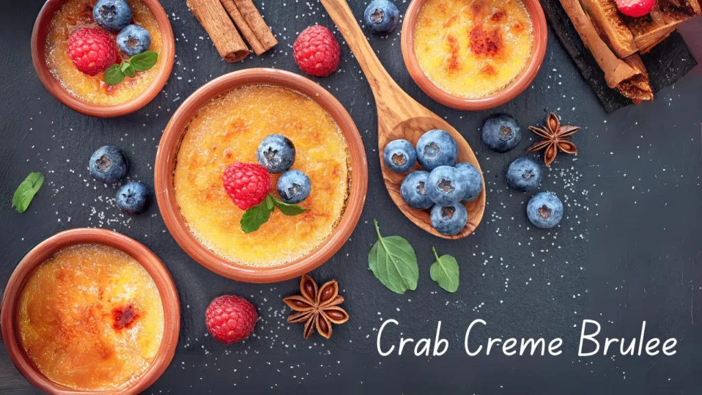 classic Crab Brulee recipe image with some fruits added.