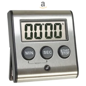 A digital kitchen timer displaying the time.